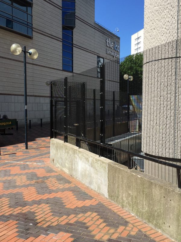 Black commercial fencing, this double mesh fencing provides security and protection for most properties.