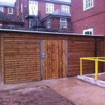 A commercial shed in a schoolyard in Birmingham.
