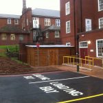 Bespoke commercial shed assembled outside of a school in Birmingham.