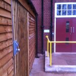 Commercial shed standing outside of a school in Birmingham.
