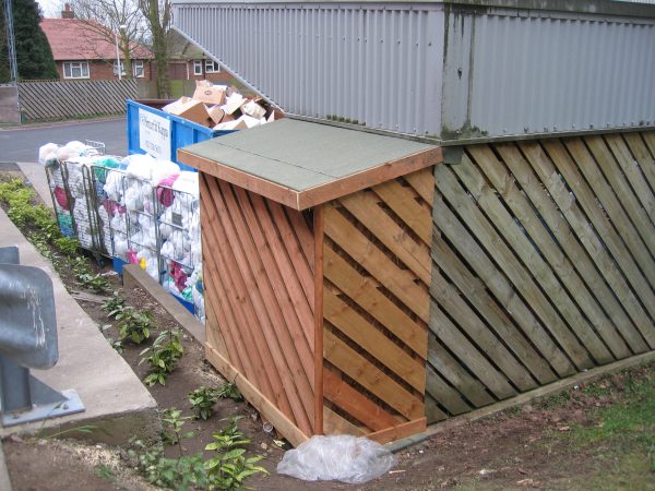 A commercial shed outside of a commercial building in Birmingham.