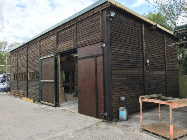 Bespoke commercial shed assembled in a industrial area.