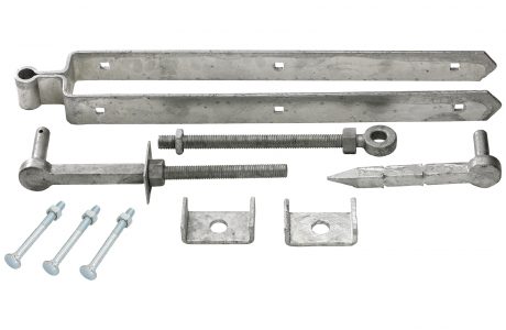 Adjustable galvanised field gate set.