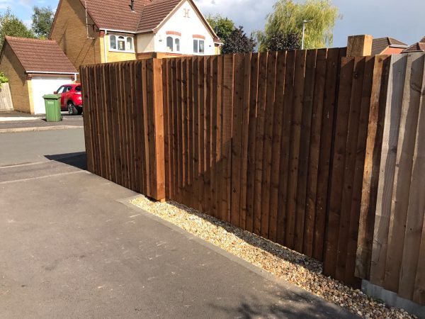 Pre-clad timber gate frame with feather edge boards.