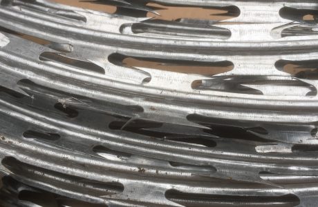 A roll of razor wire. The razor wire is a high quality security fencing product.