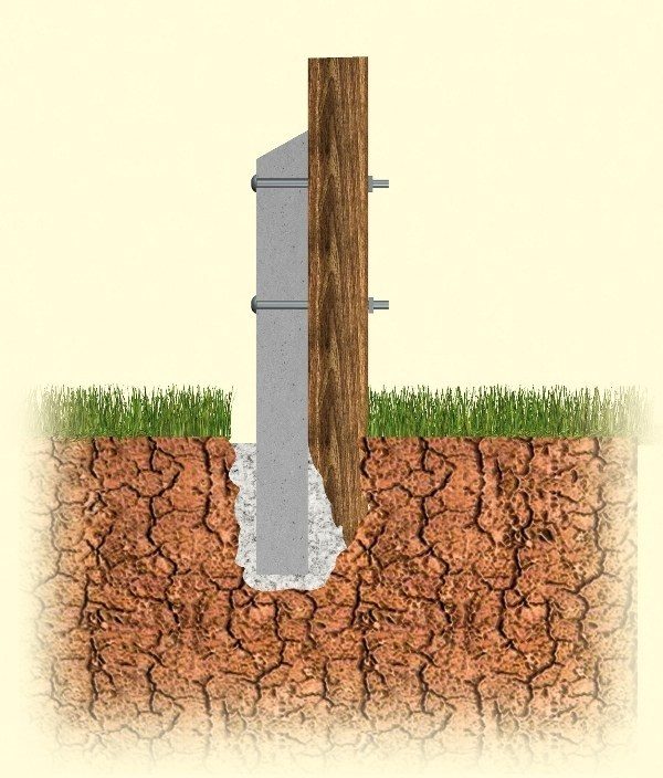 Reinforced concrete godfather used to repair fence posts when they have rotted at ground level.