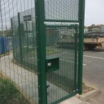 Steel commercial fencing with commercial gate both provided and installed by Hodges & Lawrence Fencing suppliers.